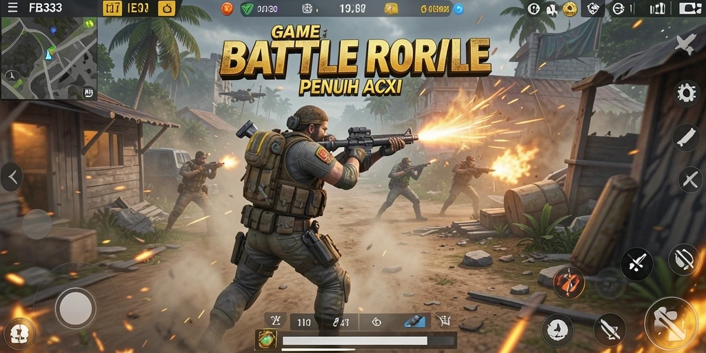 Tampilan menarik gameplay FB333 dalam pertempuran Battle Royale.