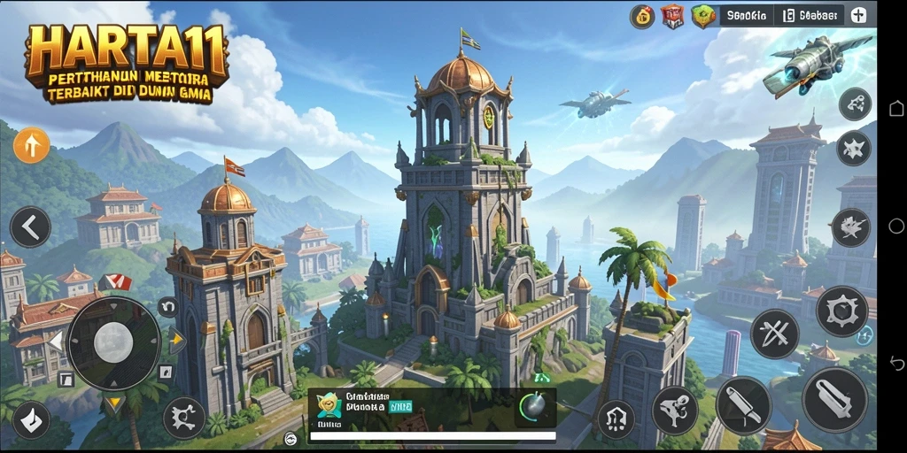Screenshot gameplay HARTA11 menampilkan menara yang siap melawan gelombang musuh.