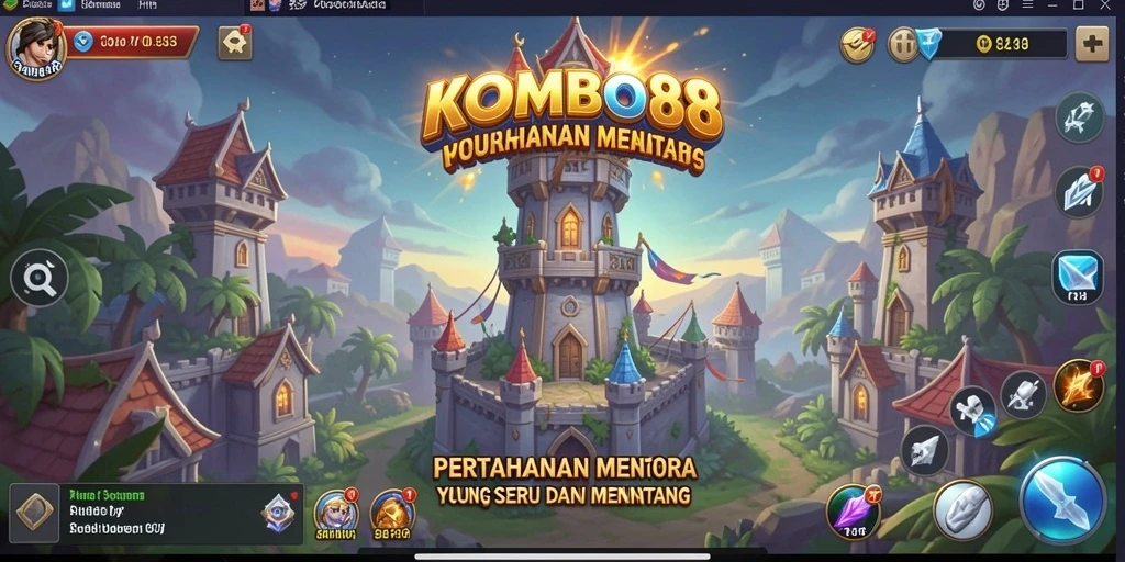 Tampilan gameplay seru di KOMBO88 Tower Defense.