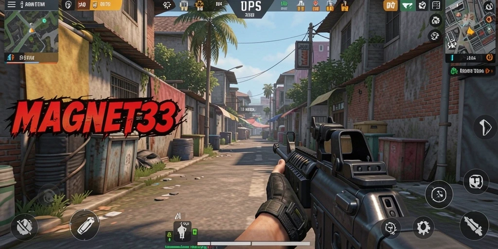 Screenshot gameplay MAGNET33 menampilkan aksi seru dalam pertempuran TPS.