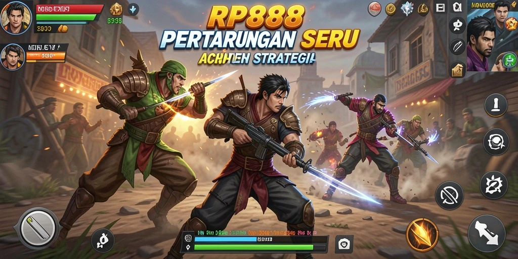 Tampilan aksi mendebarkan dalam gameplay RP888 saat bertarung melawan musuh.