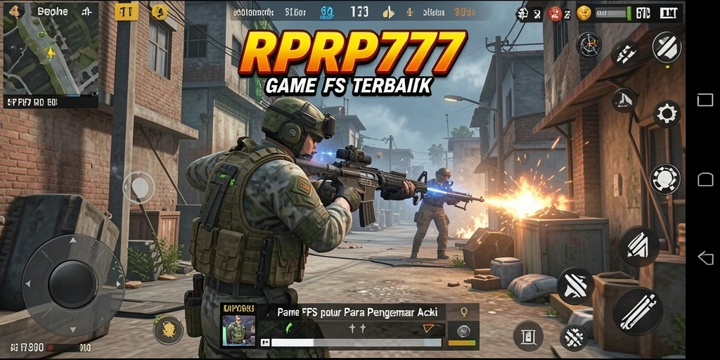 Screenshot RPRP777 menampilkan aksi tembak-menembak yang mendebarkan.