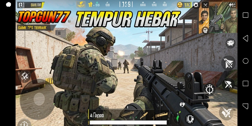 Gameplay seru dalam pertempuran TPS di TOPGUN77.