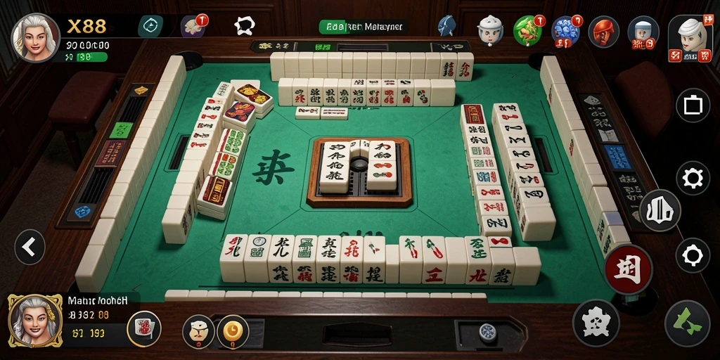 Screenshot utama X88 menampilkan gameplay Mahjong yang seru.